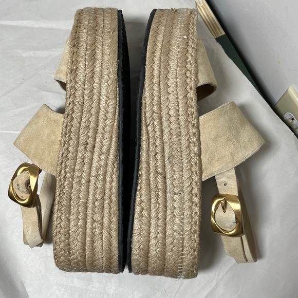 Rag & Bone Odyssey Suede Wedge Sandal Beige Leather Platform Sandals Size 8 - Picture 7 of 15